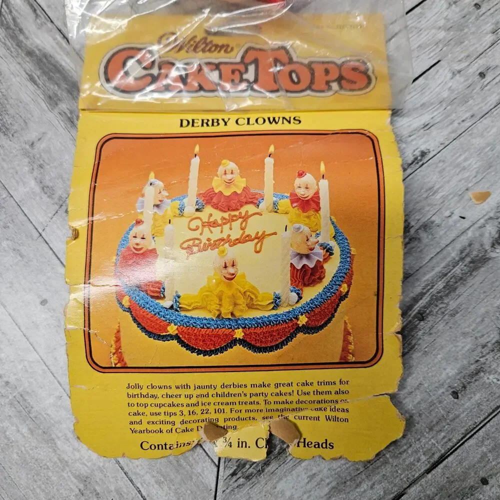 Vintage Cake Topper Derby Clowns 80s Wilton CakeTops 6 pcs